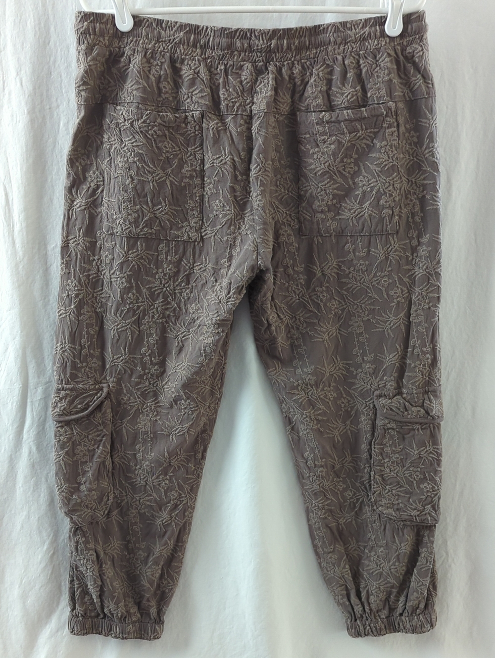Johnny Was Pete Greta Ramble Cargo Jogger Pants Medium Gray Taupe Boho Utility - Picture 3 of 9